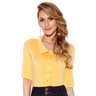 camisa amarela botoes manga 3 4 nervuras frontais titanium frente