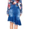 24089 modelo cabelo castanho saia sino jeans costas baixo titanium