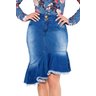 24089 modelo cabelo castanho saia sino jeans frente baixo titanium