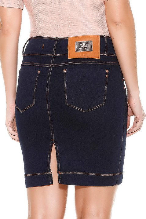 saia jeans azul marinho mullet costas baixo