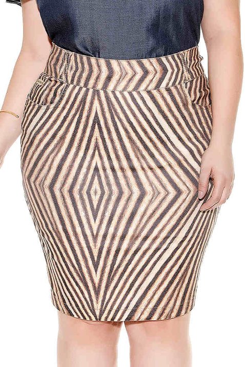 saia reta animal print imperio jeans frente baixo