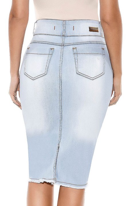 saia mullet destroyed abotoamento frontal titanium jeans costas baixo