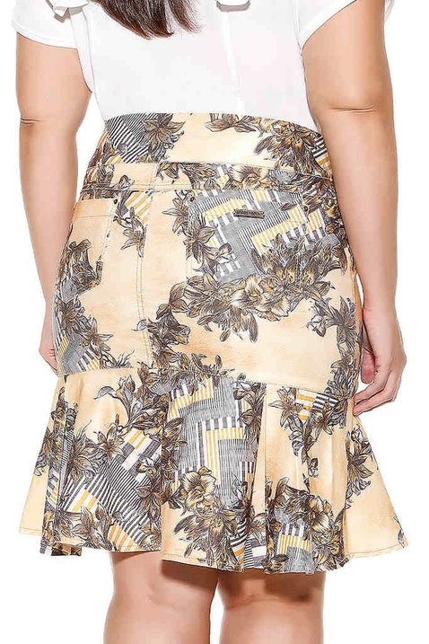 saia sino estampada botoes no cos imperio jeans costas baixo