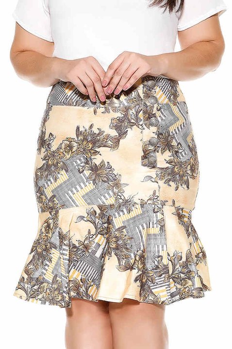 saia sino estampada botoes no cos imperio jeans frente baixo