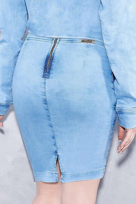 saia teen clara com bolsos titanium jeans costas baixo