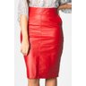 saia em couro vermelha reta pele mania baixo