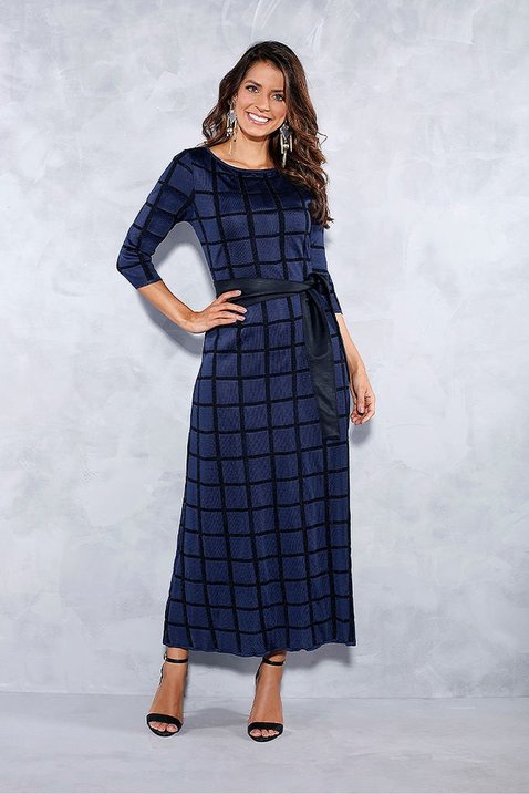 vestido marinho xadrez preto titanium jeans frente