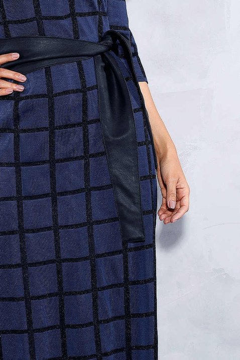 vestido marinho xadrez preto titanium jeans frente baixo detalhe