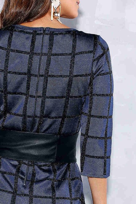 vestido marinho xadrez preto titanium jeans costas cima detalhe