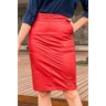 Saia em Couro Vermelha Reta Pele Mania