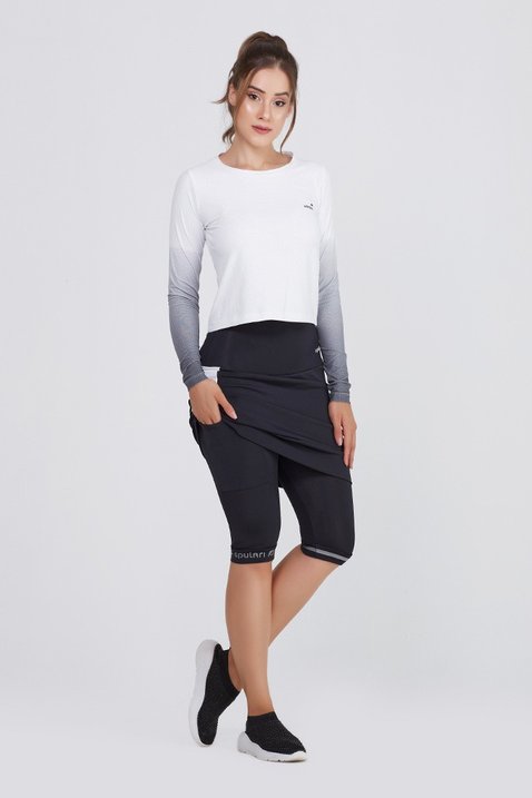 shorts saia ciclista preto branco com almofada uv50 epulari ep048br frente4