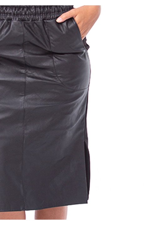 saia de couro midi com bolsos e lastex pura mania pm6012 3