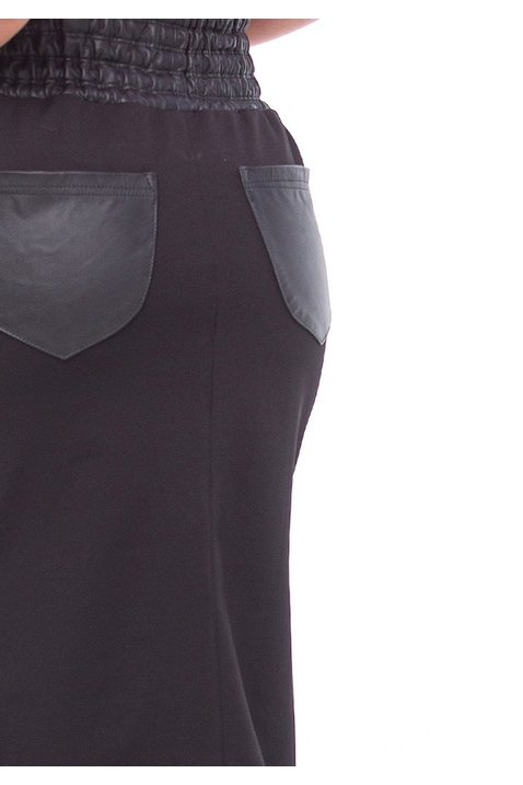 saia de couro midi com bolsos e lastex pura mania pm6012 6