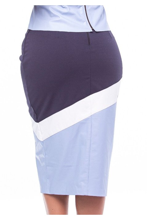 saia de couro azul lapis com cinto pele mania pm6010 5