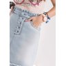 saia evase jeans detalhe botoes imperio z baixo detalhe