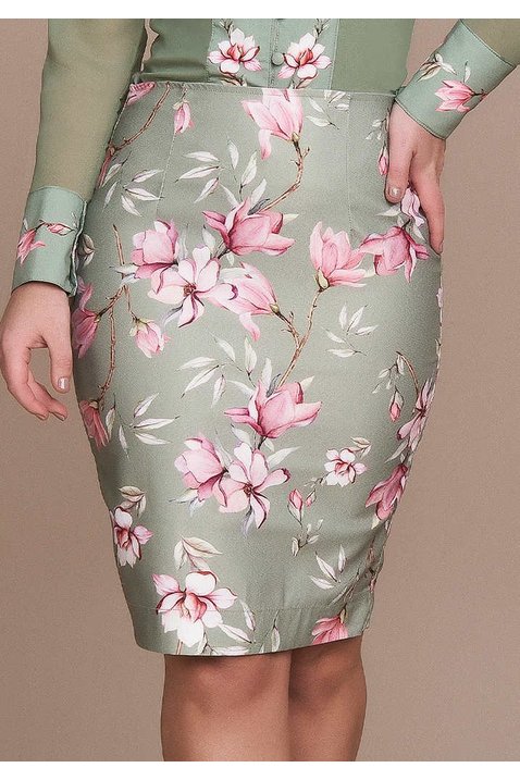 saia sarja lapis estampa floral exclusiva titanium baixo