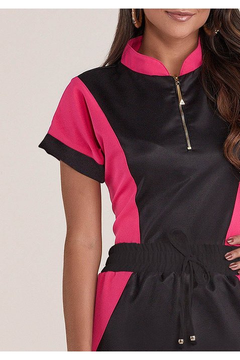 blusa bicolor em alfaiataria titanium jeans cima detalhe