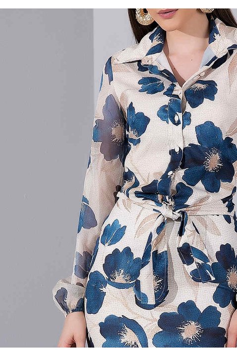 camisa feminina floral manga longa titanium jeans detalhe