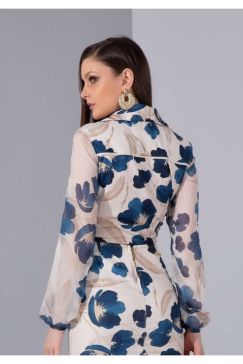 camisa feminina floral manga longa titanium jeans costas