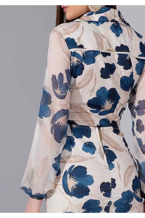 camisa feminina floral manga longa titanium jeans costas detalhe