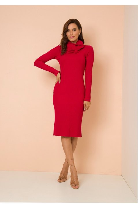 vestido tubinho vermelho malha canelada edna lekazis