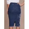saia jeans detalhe frontal com corrosao na lateral costas baixo