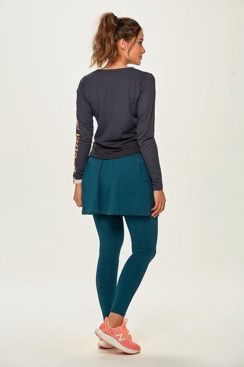 saia calca comprida ciclista almofada azul petroleo alta compressao uv50 epulari costas