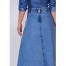 saia evase jeans plissado frontal titanium costas baixo detalhe
