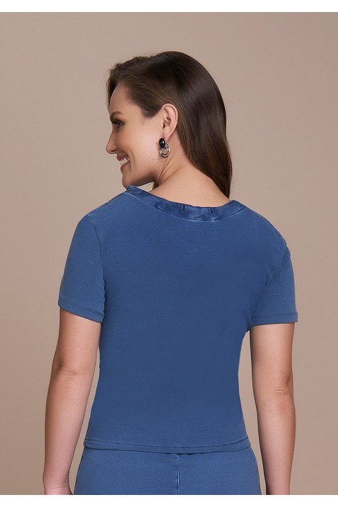 blusa malha denim com capuz titanium jeans costas cima
