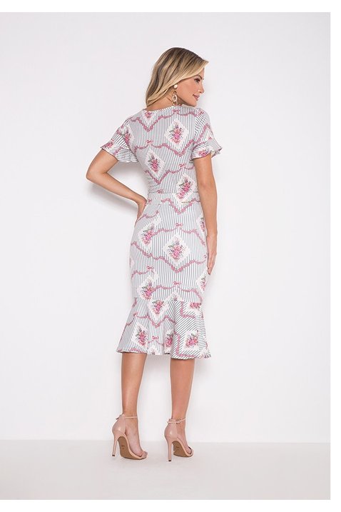 saia sino em malha estampada laura rosa costas