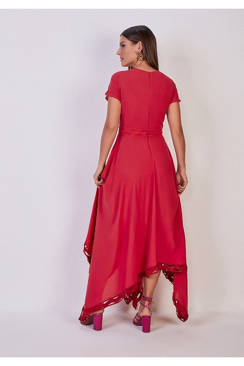 vestido longo pink barra assimetrica titanium jeans costas