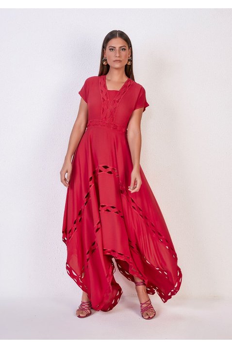 vestido longo pink barra assimetrica titanium jeans