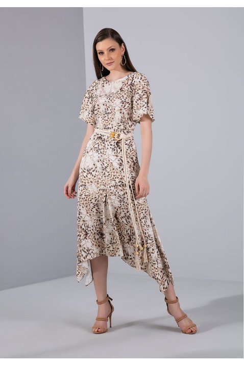 vestido crepe estampado butterfly titanium jeans