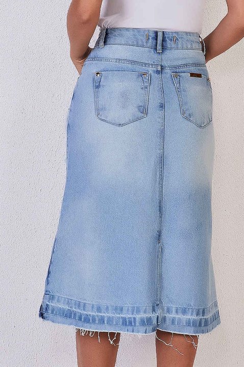 saia jeans evase barra desmanchada 3