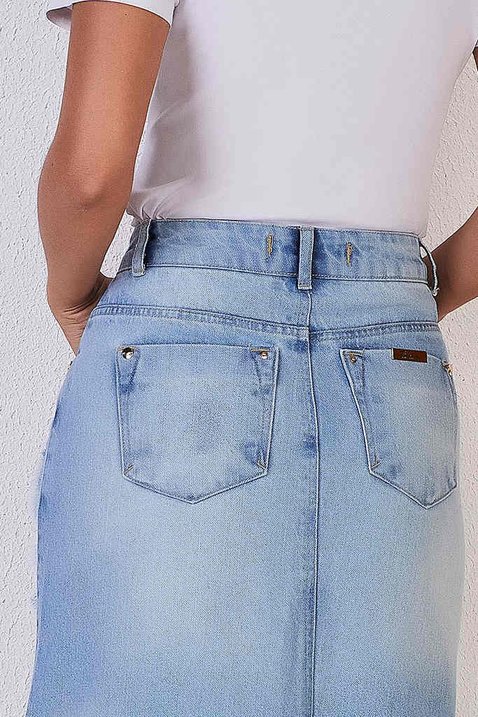 saia jeans evase barra desmanchada 4