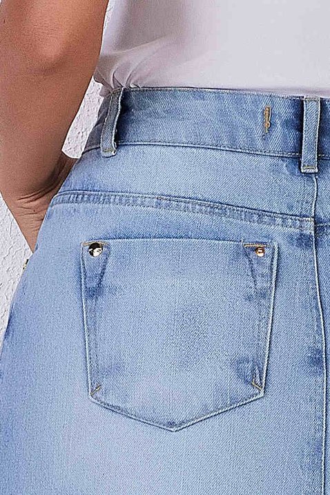 saia jeans evase barra desmanchada 5