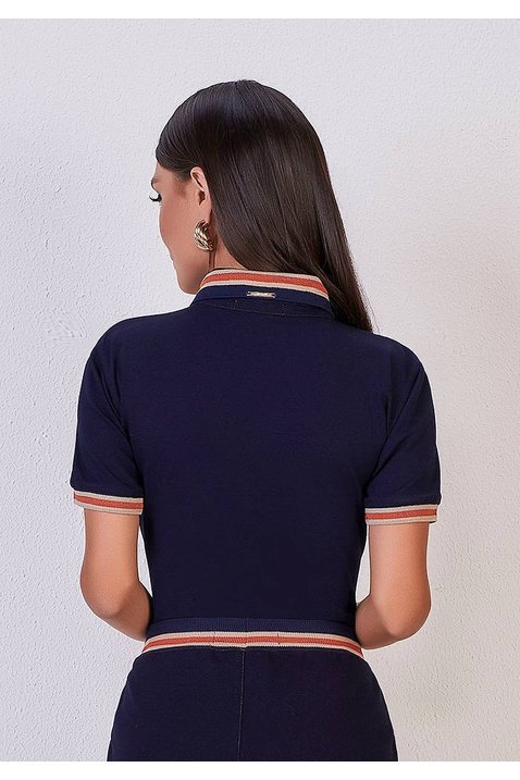 blusa gola polo malha denim titanium jeans costas