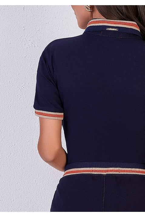 blusa gola polo malha denim titanium jeans costas detalhe