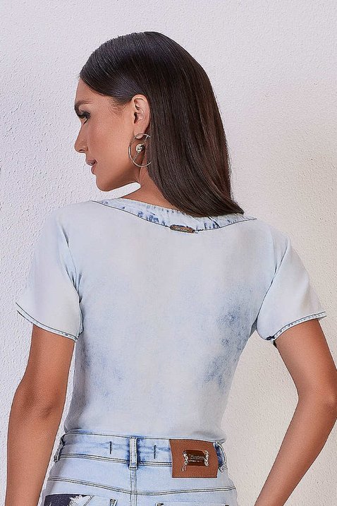 blusa jeans botoes frontais 7