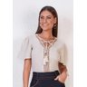 blusa areia em viscolinho com bordado e amarracao titanium