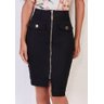 saia lapis jeans ziper frontal e barra assimetrica titanium baixo