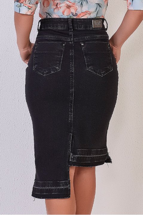 saia jeans preta barra assimetrica 7