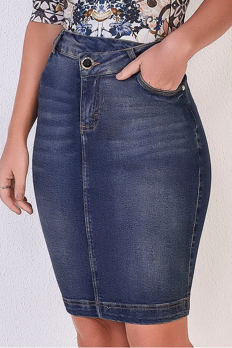 saia jeans classica reta cos diferenciado 3