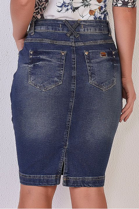 saia jeans classica reta cos diferenciado 8