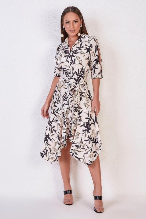 vestido midi estampado barra assimetrica titanium jeans 1
