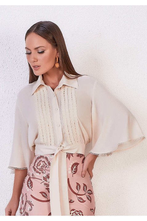 blusa nude max mangas detalhe frontal titanium jeans cima