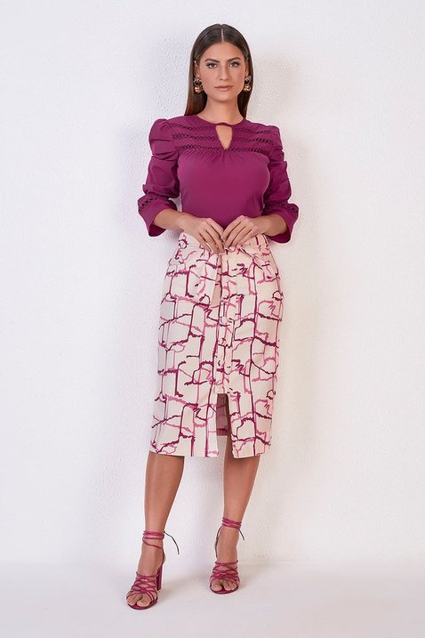 saia estampada midi fenda frontal 5