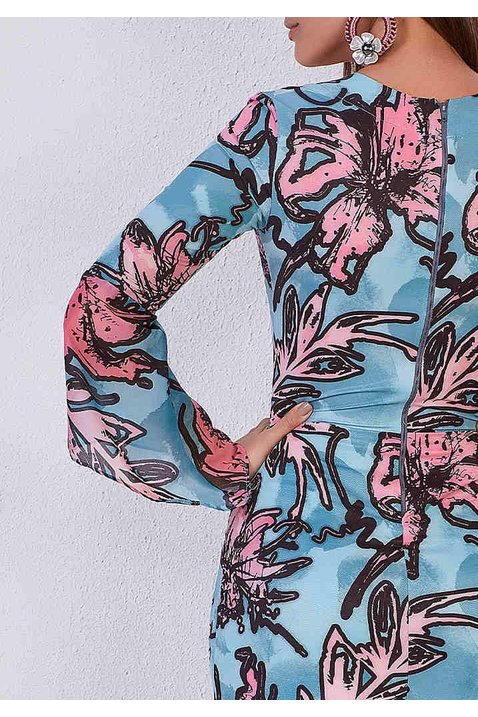 vestido longo plano estampa exclusiva titanium jeans costas cima detalhe