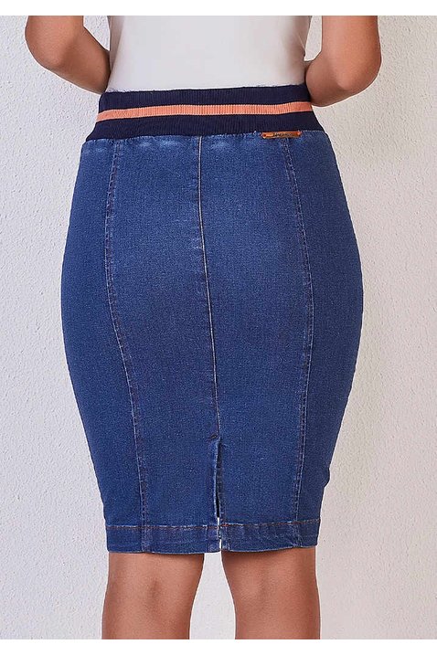 saia lapis jeans sustentavel com cos em ribana titanium costas