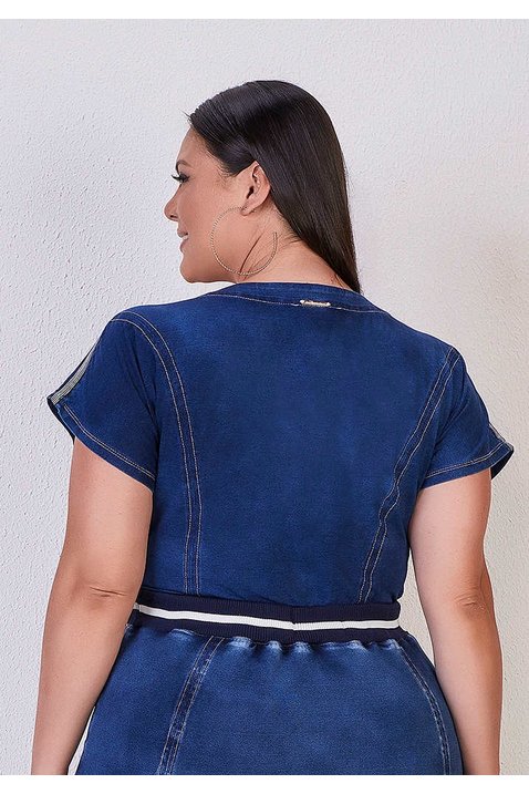 blusa malha denim plus titanium jeans costas cima